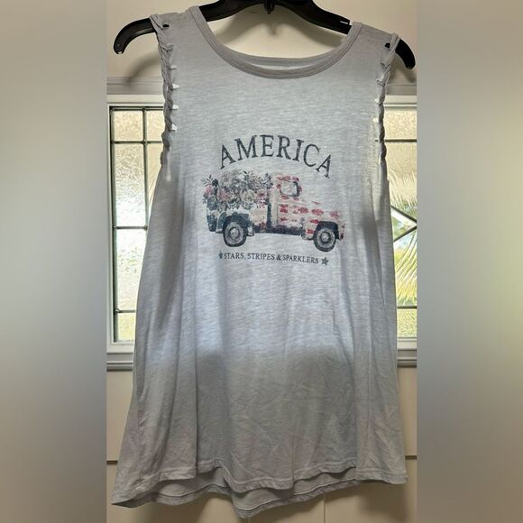 Maurices Tops - Woman’s Maurices America Tank Top Blue Truck (424)